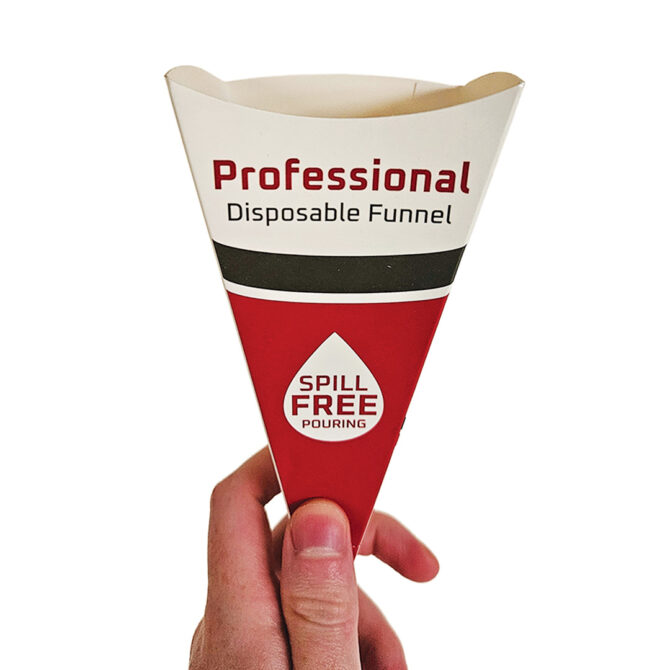 Professional Disposable Funnel front held in a hand